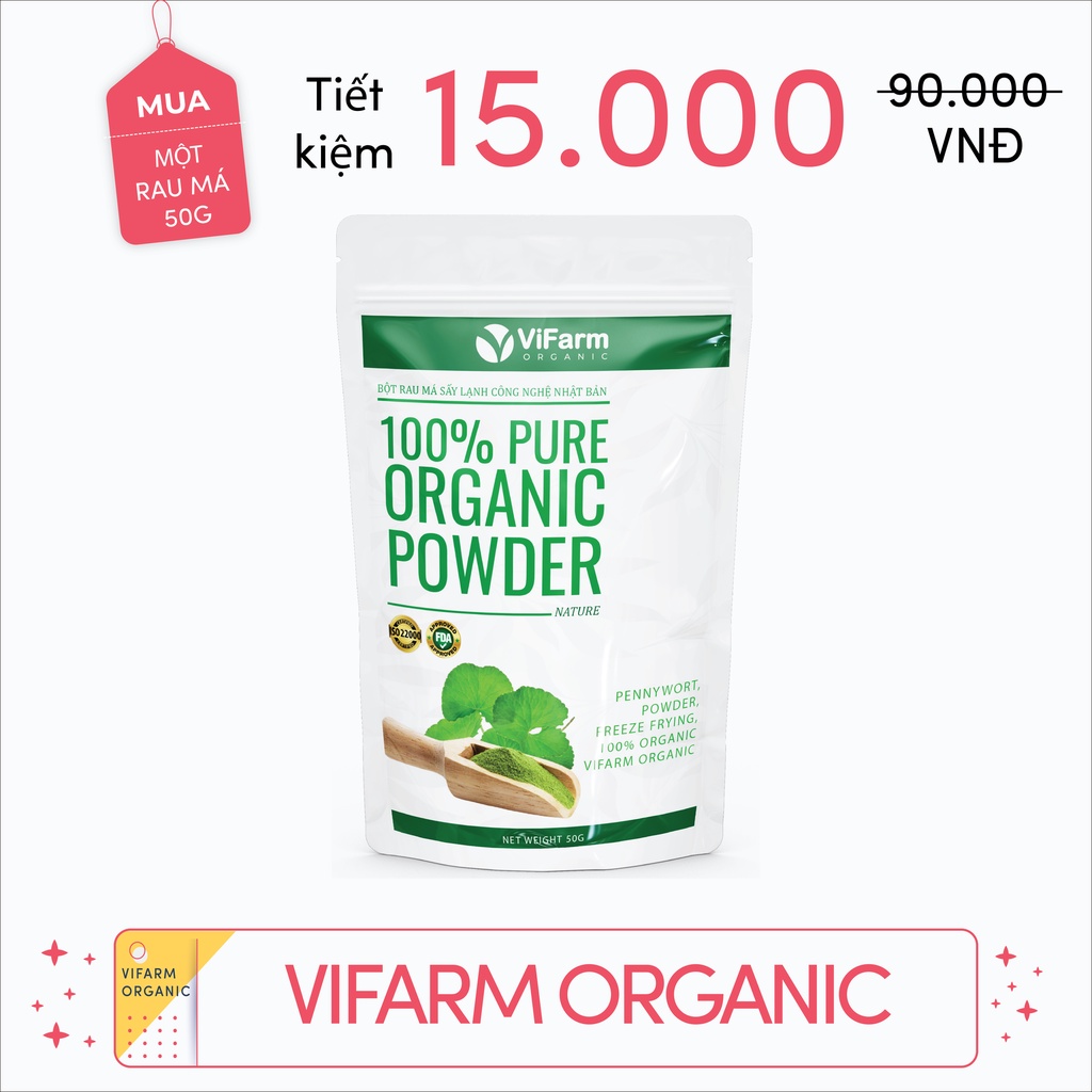 Bột Rau Má Nguyên Chất ViFarm 50Gram Organic 100%, Bột Rau Má Sấy Lạnh,Thanh Nhiệt | BigBuy360 - bigbuy360.vn
