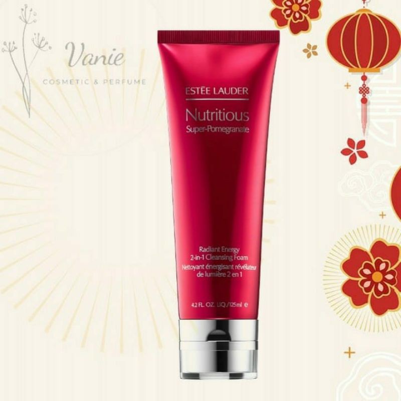 SỮA RỬA MẶT LỰU ĐỎ MỚI ESTEE LAUDER NUTRITIOUS SUPER-POMEGRANATE RADIANT ENERGY 2-IN-1 CLEANSING FOAM 30ML