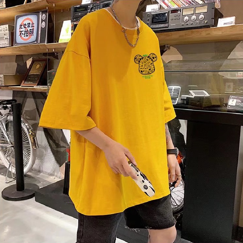Áo Thun Dáng Rộng In Chữ Phong Cách Hip Hop Đường Phố Hàn Quốc Thời Trang Mùa Hè Cho Nam Và Nữ M-8XL