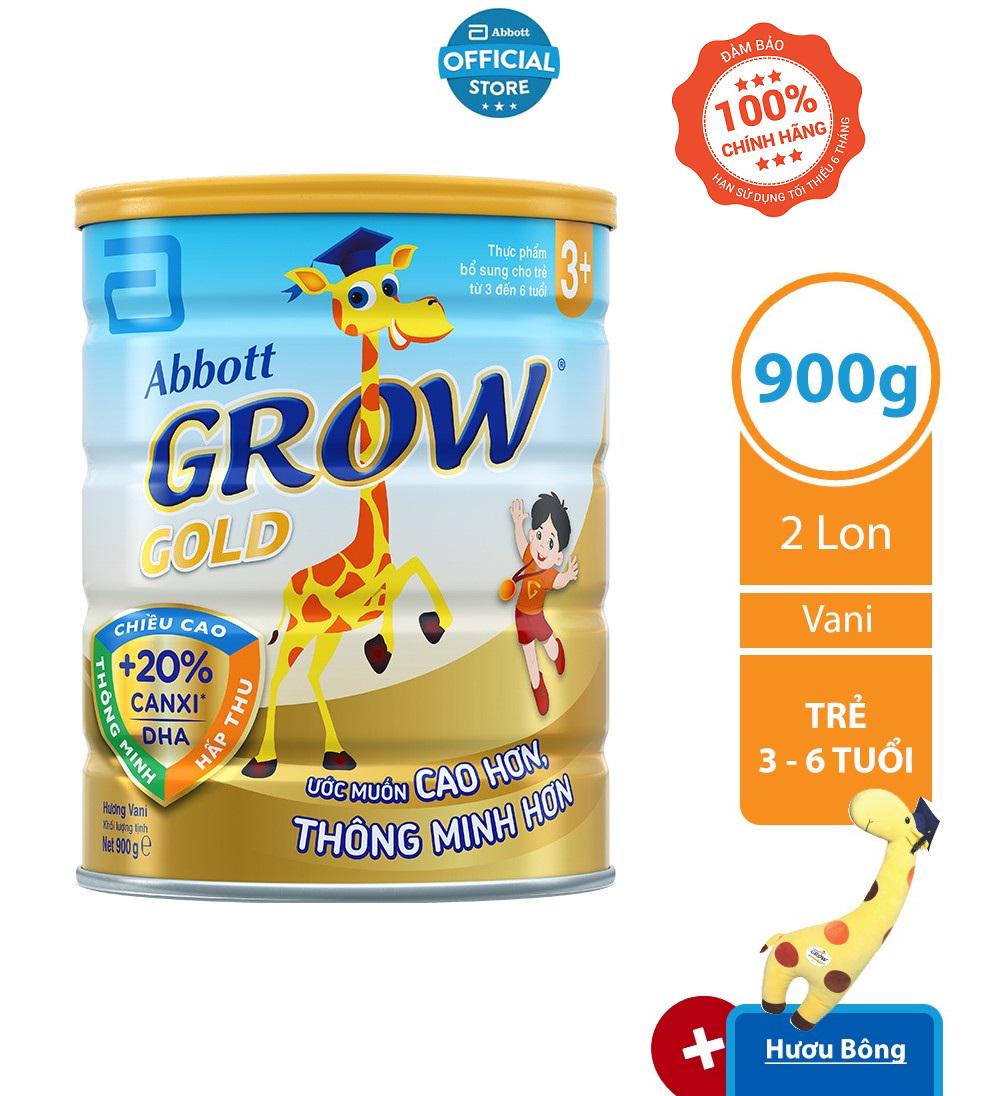 [Tặng Gối ôm hươu] Bộ 02 lon Sữa bột Abbott Grow Gold 3+ 900g/lon