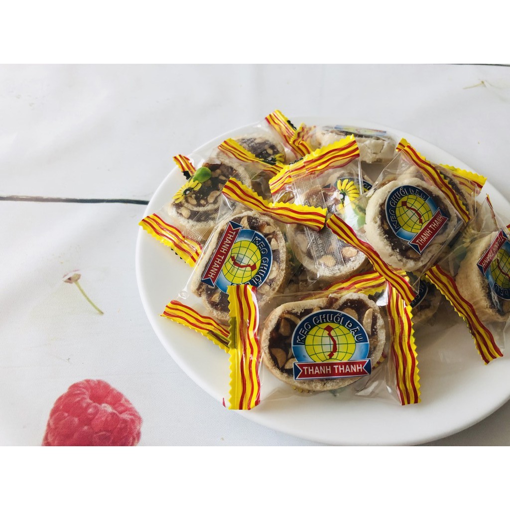 500g kẹo chuối tươi cuộn bánh tráng phồng