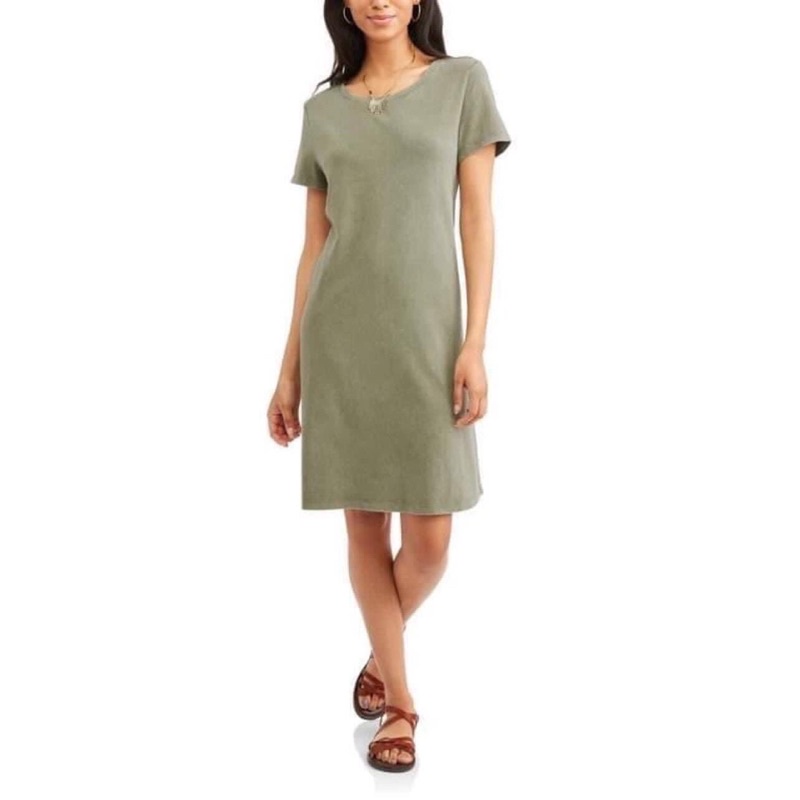 Đầm thun cotton dáng suông time true màu loang mài
