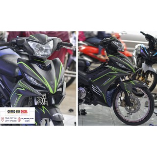 Tem trùm exciter 135 đen chỉ xanh đẹp, độ team decal xe ex dán đời 2011-2014