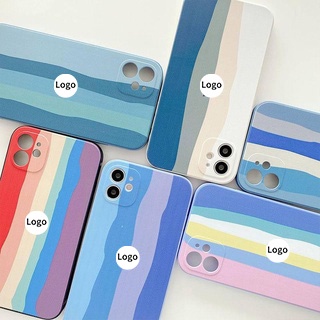 Ốp điện thoại mềm họa tiết cầu vồng tương phản cho IPhone 11 12 13 Pro Max Mini 6 7 8 Plus X XS Max XR