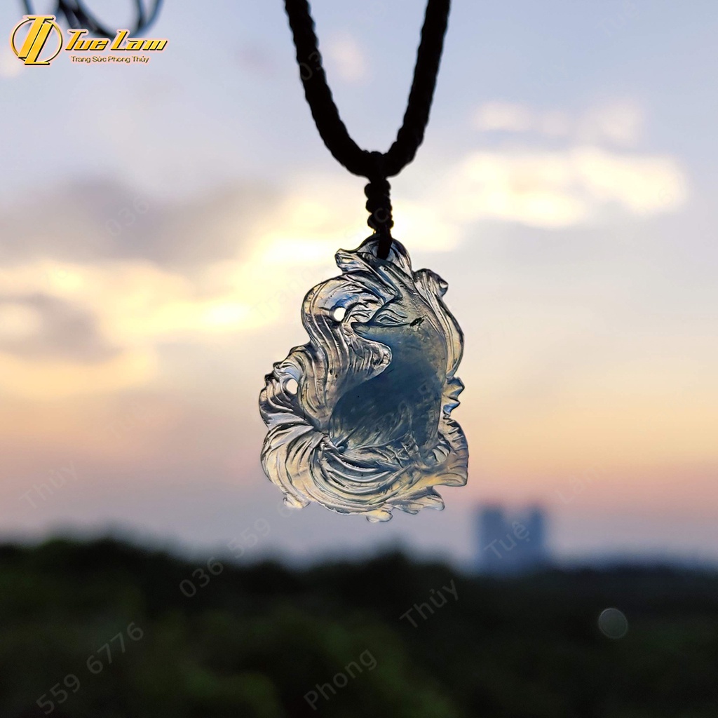 Dây chuyền nữ hồ ly chúa aquamarine dáng đuôi thủng hợp mệnh thủy mộc, trợ duyên may mắn - Tuệ Lâm