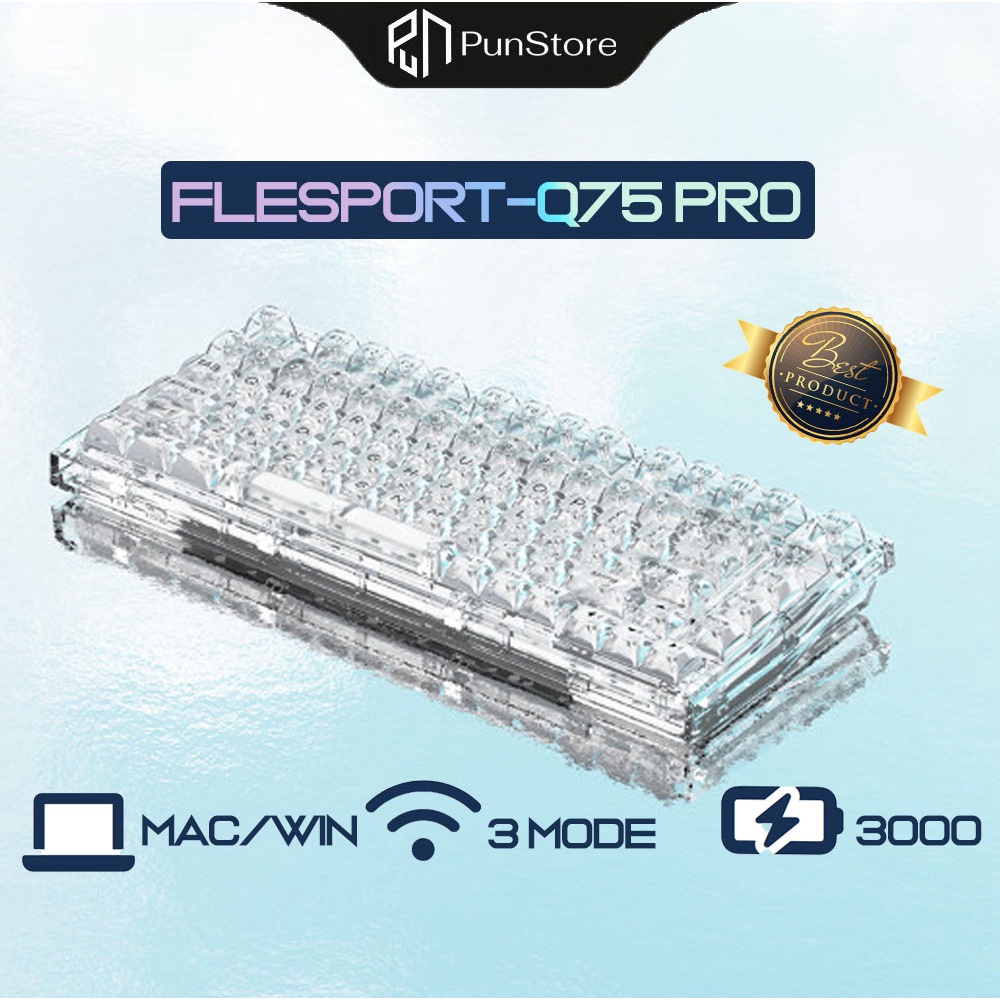 Bàn phím cơ FL-Esports Q75 Pro White Transparent 3 Mode