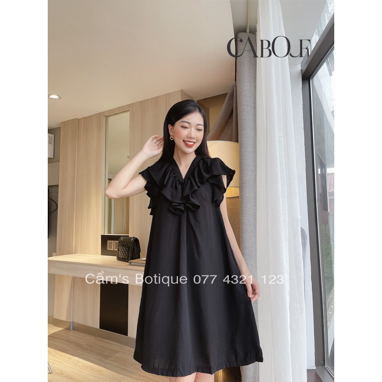 Đầm Suông Cabouf Váy Suông Dáng Dài Chất Lụa Thiết Kế Phối Cổ Thoải Mái Freesize D13