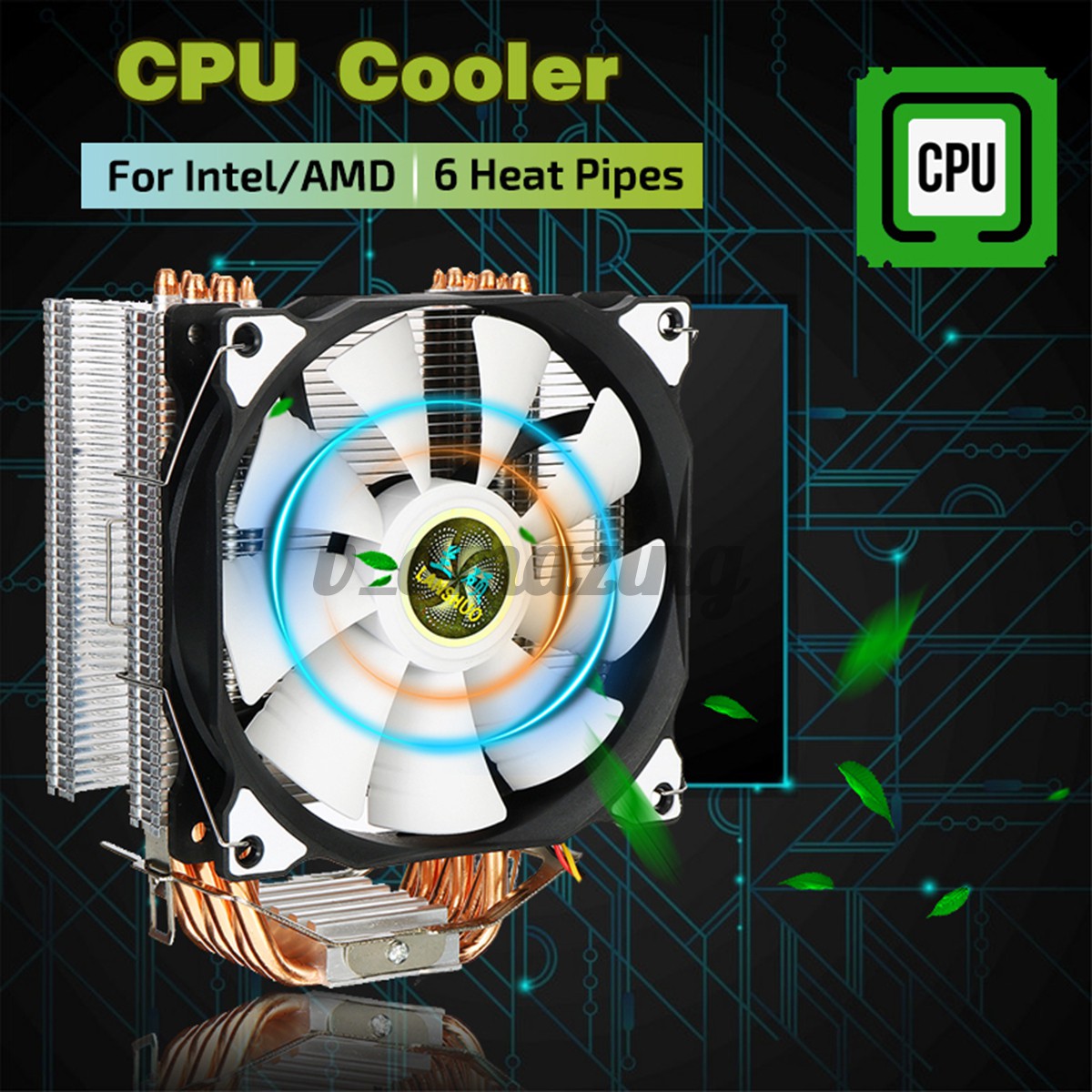 CPU Cooler 4Pin  6 Heatpipes 120mm Fan Cooling For LGA 775/115X//1366 and AMD