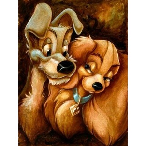 【HF】5D Diamond Painting DIYLady and The Tramp Puppy Diamond Painting Diamond Mosaic Art Wall Decoration 30x40cm