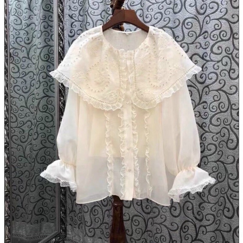 Sơmi cổ bèo thêu
