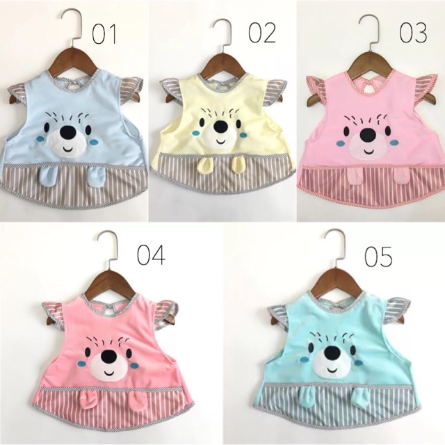 Áo yếm dáng váy hình gấu cho bé ăn dặm MSY01
