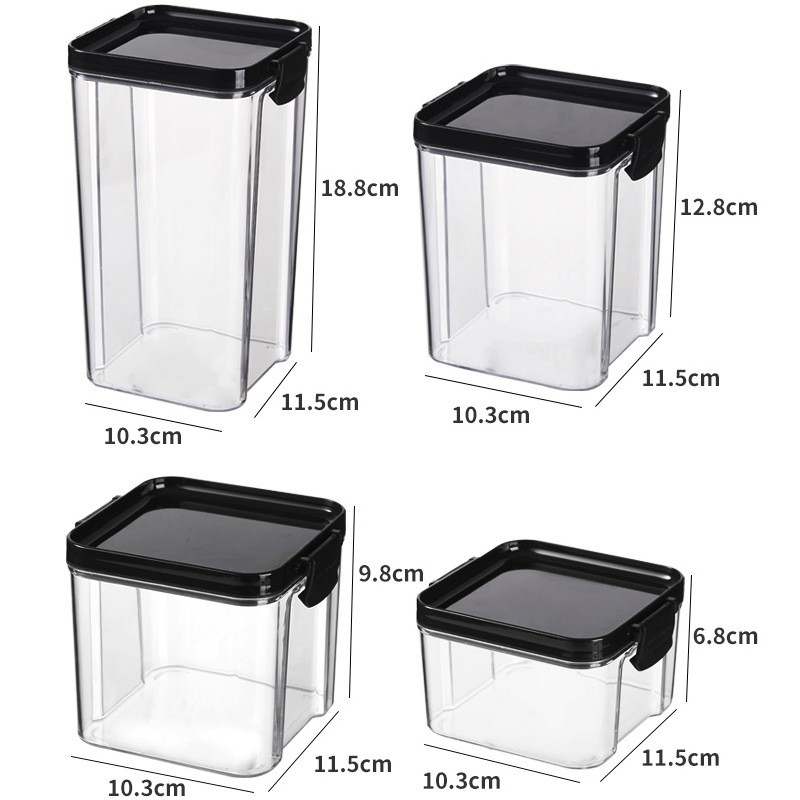 2021 Kitchen square transparent sealed can, food preservation box, snacks, grains, spices storage can, dry fruit storage can [monking]