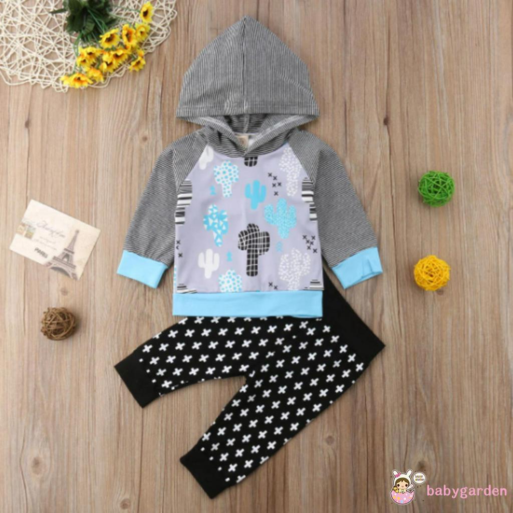 Áo Khoác Có Nón Và Quần Legging Họa Tiết Cây Xương Rồng Cho Bé Trai Từ 0-3 Tuổi