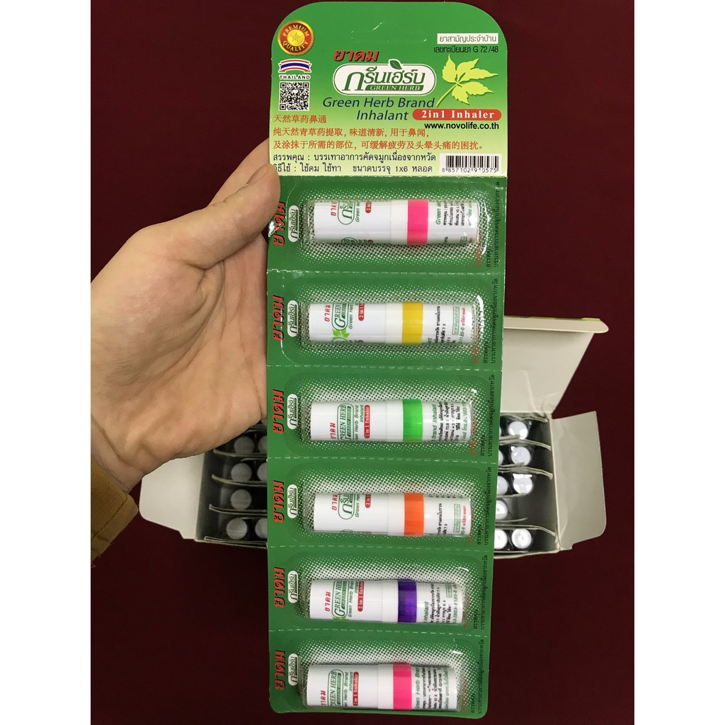 Ống hít thông mũi bạc hà Green Herb thái lan