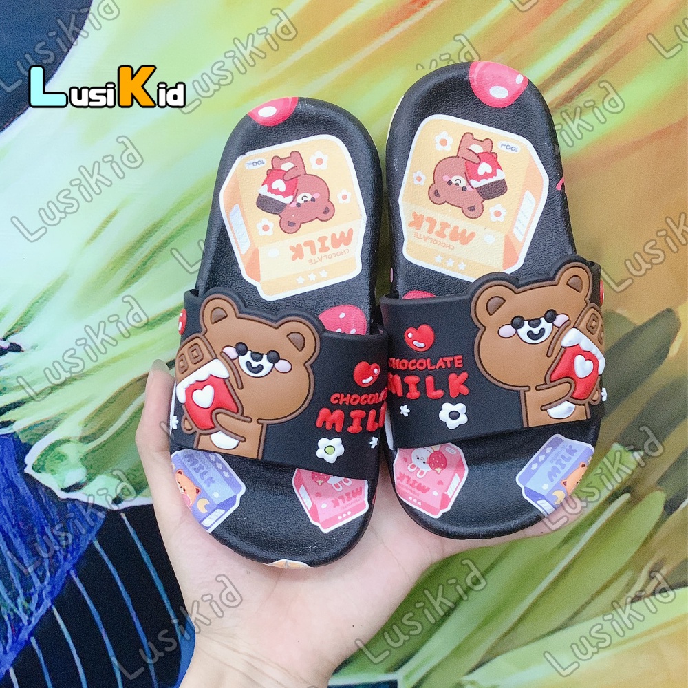 Dép Cao Su Quai Ngang Hình Gấu Siu Cute Dành Cho bé Trai Gái 4 màu full size 26-30 Mã LS7543