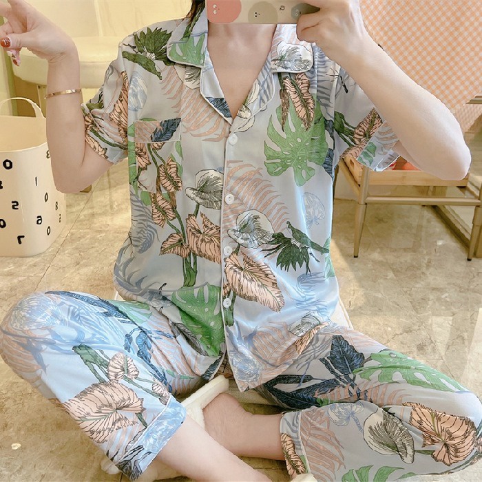 Bộ Đồ Ngủ Tay Ngắn Chất Liệu Cotton Thời Trang Xinh Xắn Cho Nữ