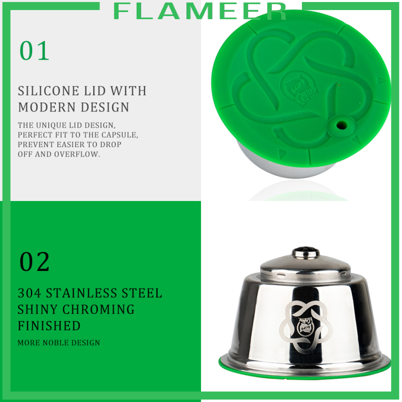 [FLAMEER]Metal Reusable Coffee Capsules Cup Coffee Pods for DolceGusto