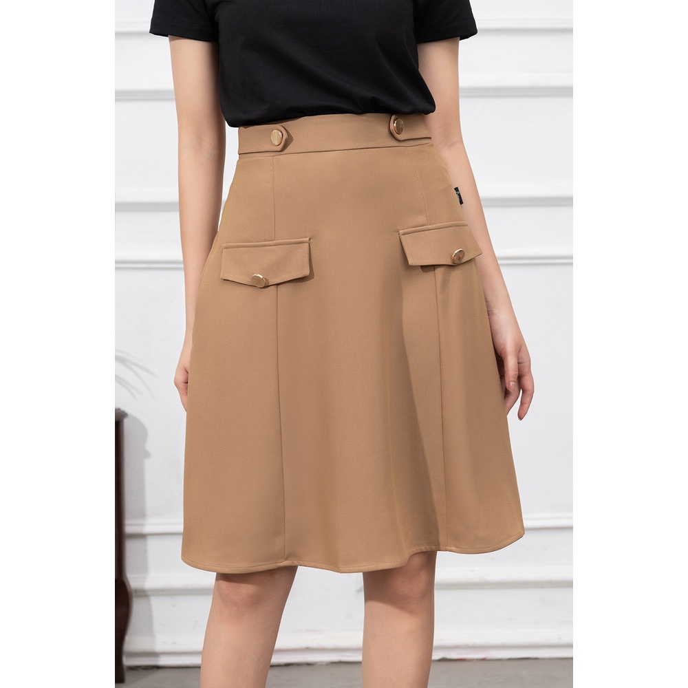 Chân Váy Chữ A LUPERI Eo Có Phối Cúc Chất Liệu Tuypxi Mềm Mại Nữ Tính LFCV5113