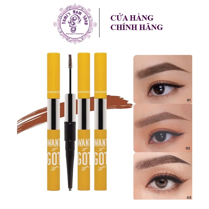 [Mã 254FMCGSALE giảm 8% đơn 500K] Chì kẻ mày 2 đầu Lemonade Want It Got It Dual Eyebrow 2.75g