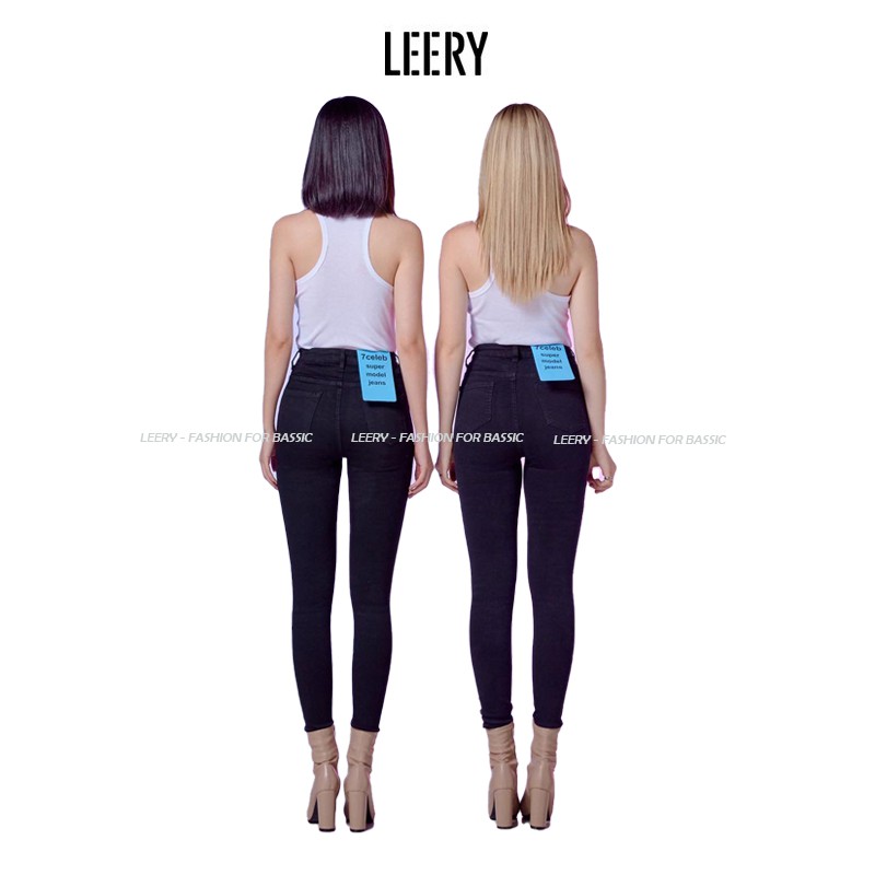 Quần jean nữ LEERY lưng cao, quần tregging chất jean mềm cao cấp dáng skinny nâng mông JEA-01 | BigBuy360 - bigbuy360.vn