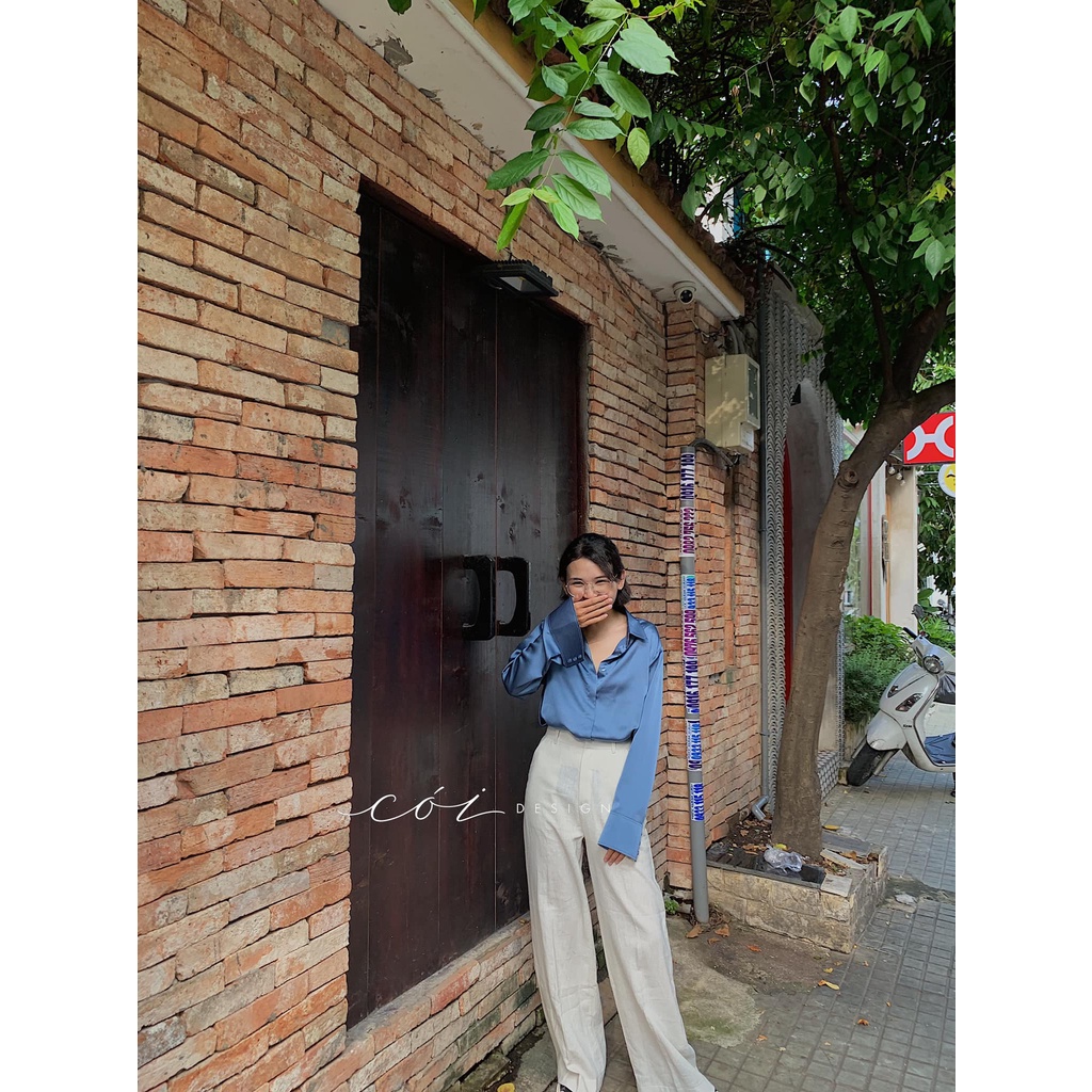 Áo sơ mi lụa satin Cói Design