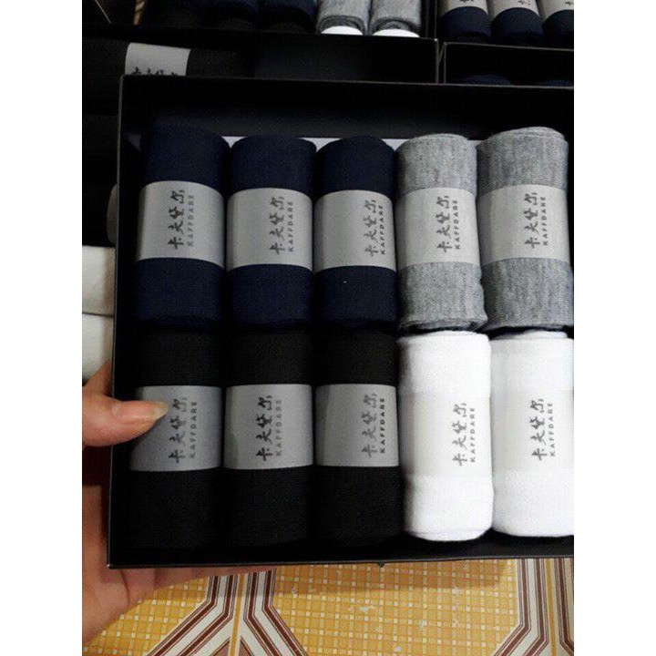 Hộp Gồm 10 Đôi Tất/Vớ Trơn Nam Cotton Sợi Tre Cổ Ngắn và Cổ Dài Mềm Mịn Thoáng Mát ChốngThối Cao Cấp