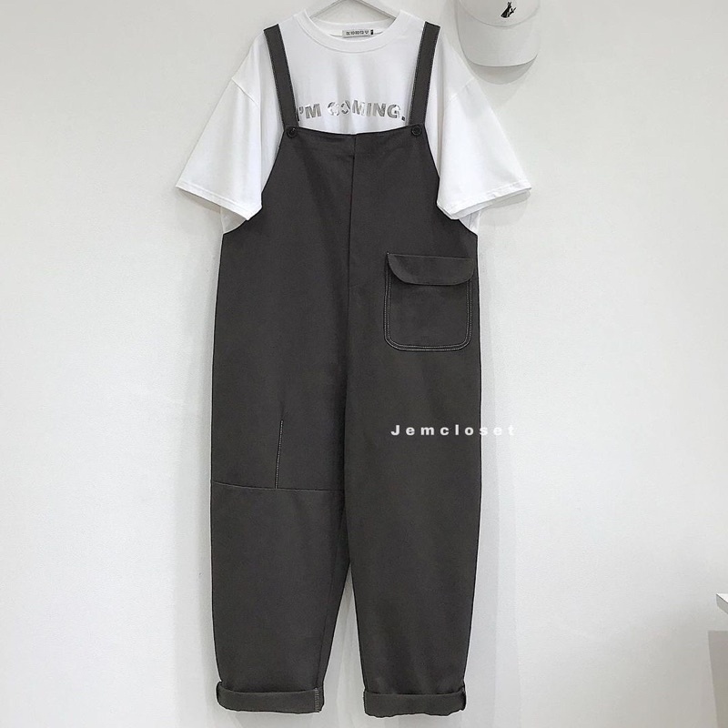 Quần Yếm Ống Rộng kaki chỉ nổi Thời Trang Hàn Quốc Dành Cho Nữ | BigBuy360 - bigbuy360.vn