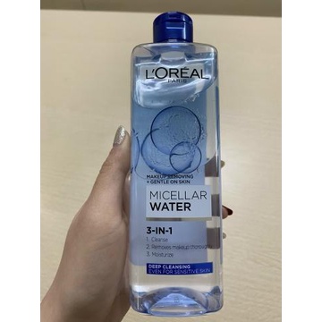 Nước Tẩy Trang L’Oreal Paris 3-in-1 Micellar Water 400ml - Không Chứa Cồn, Không Kích Ứng Da