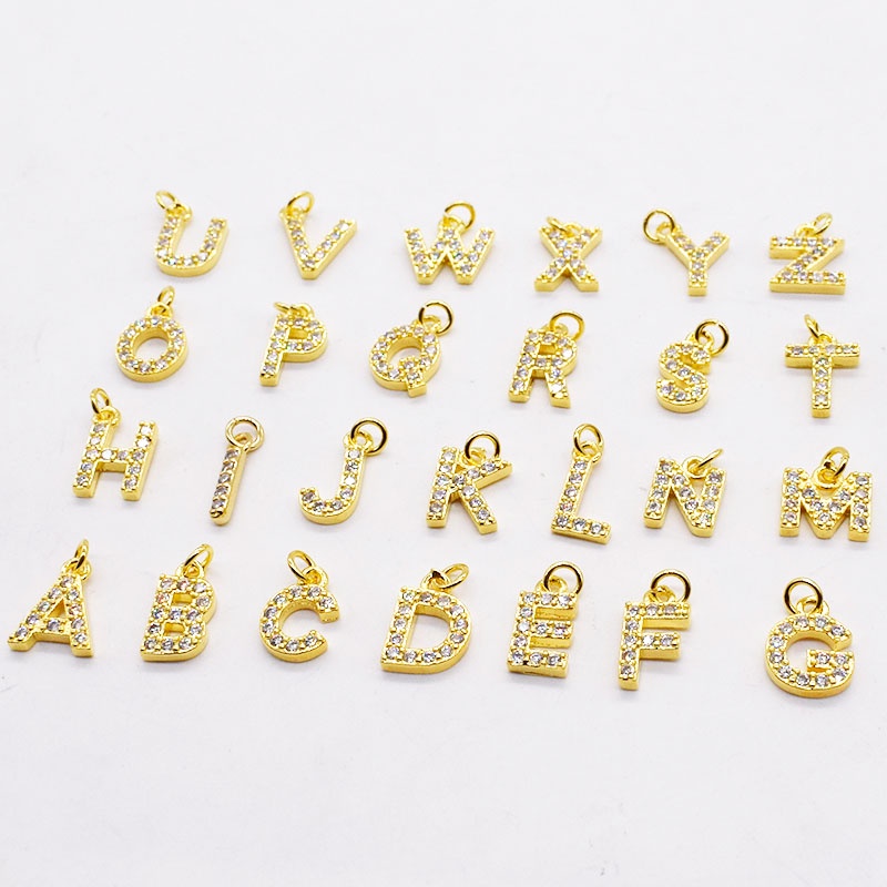 🗼🚀Mặt dây chuyền hình 26 chữ cái vàng trắng 14K