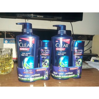 Dầu gội sạch gầu clear men 650g tặng kèm chai clear men tắm gội dưỡng toàn thân 140g