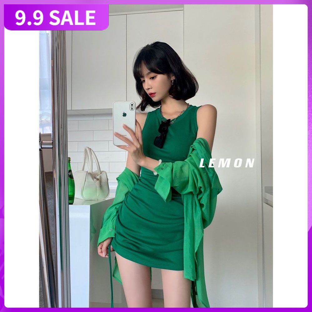 Set đầm và áo khoác cardigan không tay thời trang mới cho nữ