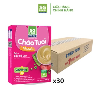 Thùng 30 Hộp Cháo Tươi Nhuyễn Sài Gòn Food Bò & Đậu Hà Lan 150g
