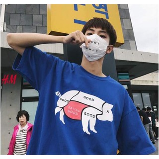 ÁO THUN NAM NỮ UNISEX HÈ TAY LỠ IN HÌNH CON LỢN.