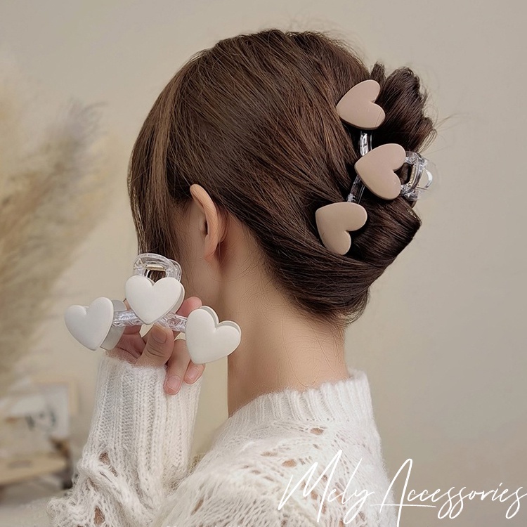 Kẹp tóc càng cua trong suốt hình trái tim phong cách Hàn Quốc nữ tính dể thương - Mely T4-11