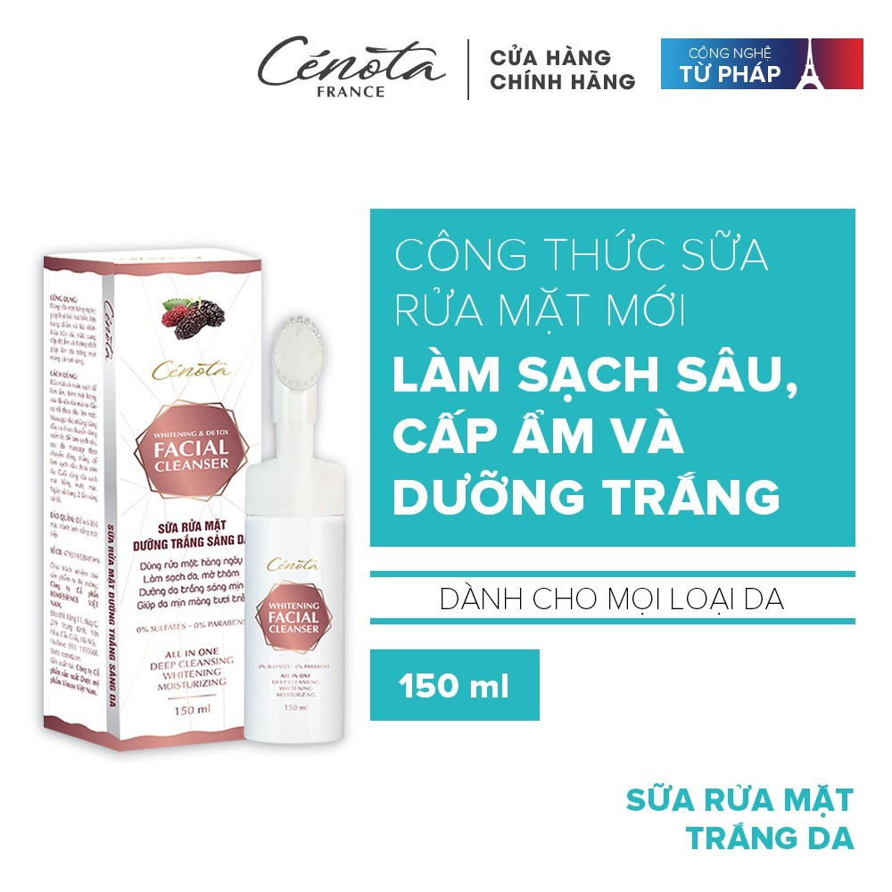 Sữa rửa mặt trắng da Cénota Whitening Facial Cleanser 150ml, sữa rửa mặt trắng da dưỡng trắng