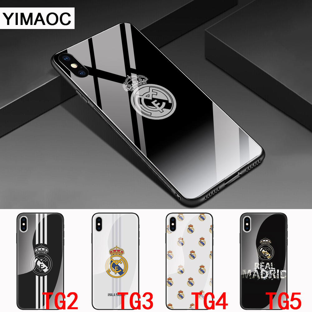 Ốp điện thoại tráng gương in hình logo đội bóng Real Madrid 128N cho iPhone XS Max XR X 11 Pro 7 8 6 6S