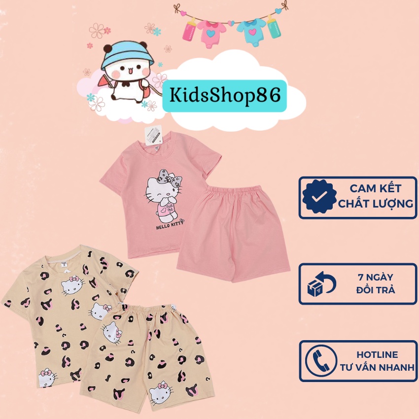 ĐỒ BỘ CỘC TAY CHO BÉ GÁI HELLO KITTY COTTON QUẢNG CHÂU XỊN XÒ SIZE 9-23KG [CT47]