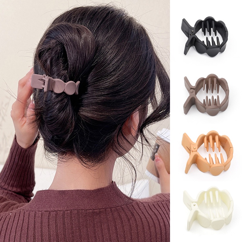 Kẹp Tóc Đuôi Ngựa Cỡ Nhỏ Màu Cà Phê Sữa Trơn Thời Trang Hàn Quốc Đơn Giản