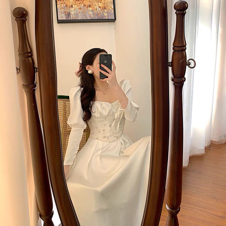 VÁY TRẮNG DÀI CÔNG CHÚA VINTAGE CỔ ĐIỂN PHÁP ULLZANG- VÁY DÀI DỰ TIỆC- VÁY CHỤP KỈ YẾU