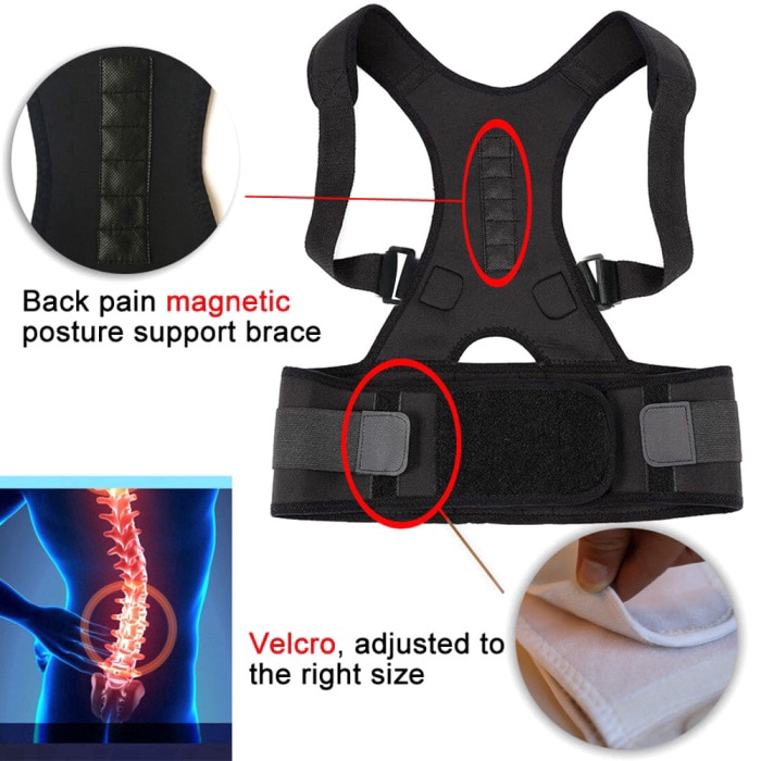 New Adjustable Posture Corrector Male Female Magnetic Back Support Nylon Elastic Shoulder Back Brace Belt | BigBuy360 - bigbuy360.vn