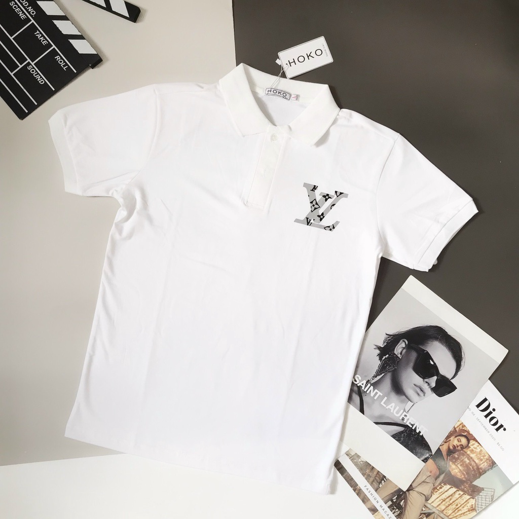 ÁO THUN NAM CÓ CỔ CHẤT COTTON HOẠ TIẾT LOGO