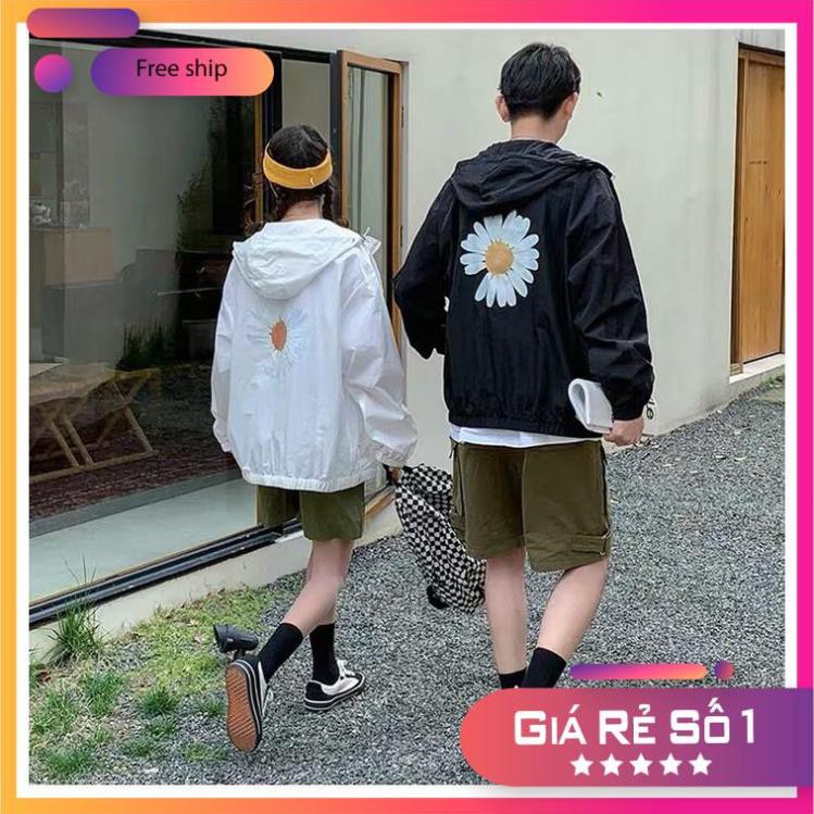 [ÁO KHOÁC NỮ,NAM] Áo Khoác Dù 2 Lớp Hình Bông Cúc Free Size 65kg AK27