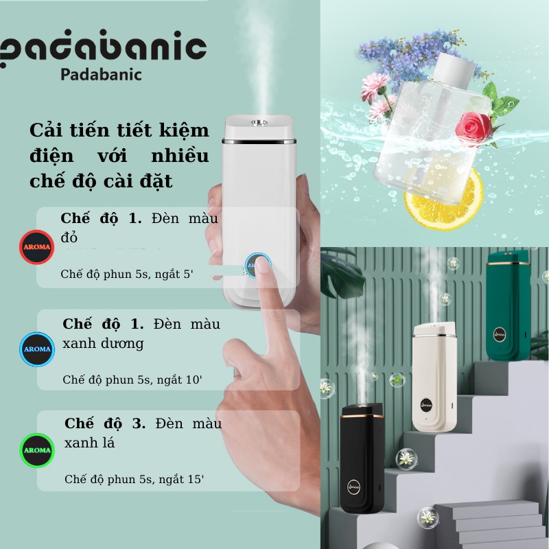 [Nhỏ Gọn]  Máy Xông Tinh Dầu Padabanic Treo Tường -Để Bàn Tiện Lợi Tặng Kèm Tinh Dầu