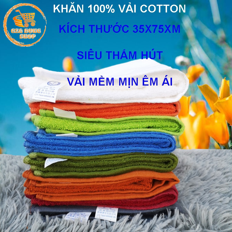Khăn Gội Đầu, Khăn Tắm Vải Cotton 100% Kích Thước 35X75CM Hàng Đẹp Siêu Thấm Hút Nước