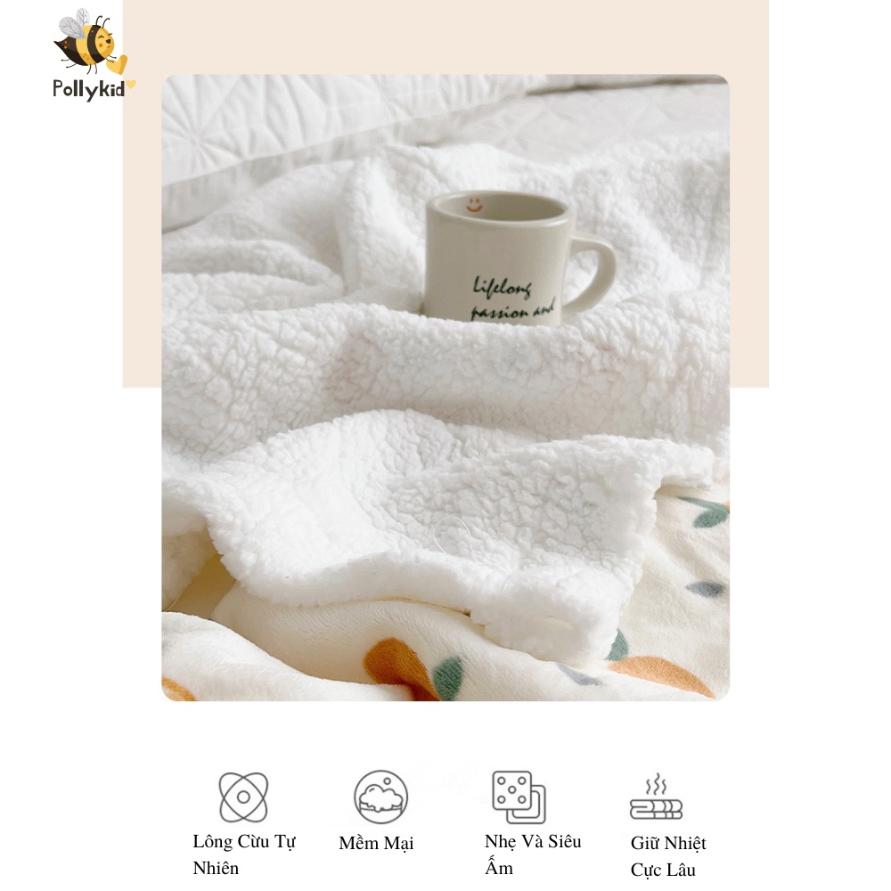 Chăn Nhung Lông Cừu Cho Bé Nhiều Màu Đáng Yêu- Kích Thước 100*150 - Siêu Dày Dặn Mềm Mịn Giữ Ấm Polly Kids - HT654