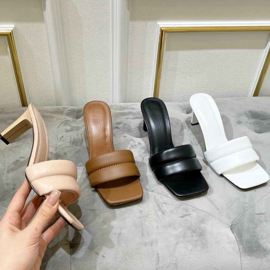 Guốc cao gót quai thừng gót vuông 7 phân, dép cao gót quai phồng gót vuông 7cm Chị Đẹp Store Q185