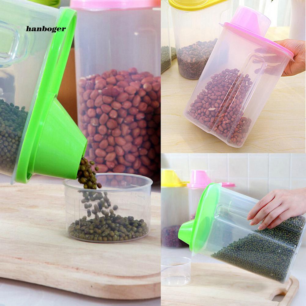 Hộp nhựa đựng ngũ cốc thực phẩm có nắp đậy đo lường tiện dụng 1.9/2.5L