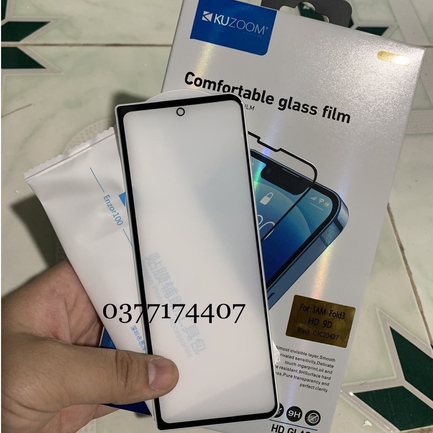 Dán kính cường lực Kuzoom cho Samsung Z Fold 3 5G Full keo màn hình chính hãng ( Full Box)