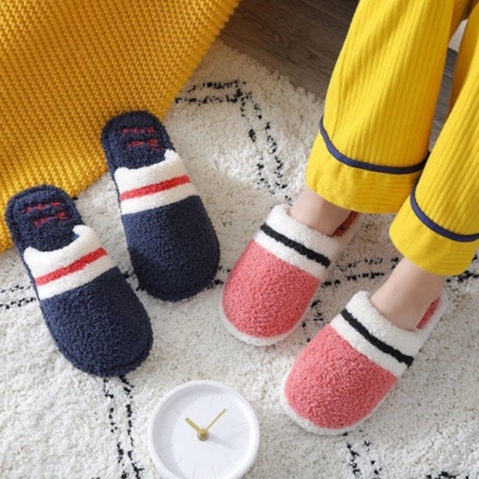Dép Bông Mang Trong Nhà Kẻ Sọc Nhiều Màu Sắc Dành Cho Phái Nữ