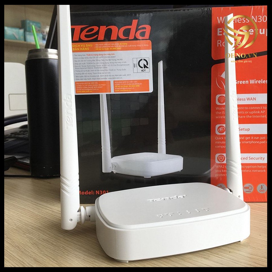 Bộ Thiết Bị Router Phát Wifi Tenda N301 Cục Phát Sóng Wifi 2 Râu Kết Nối Internet Tốc Độ Cao - OHNO VIỆT NAM